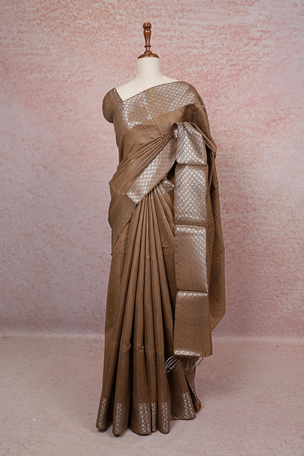 Coffee Brown Tussar Silk Saree