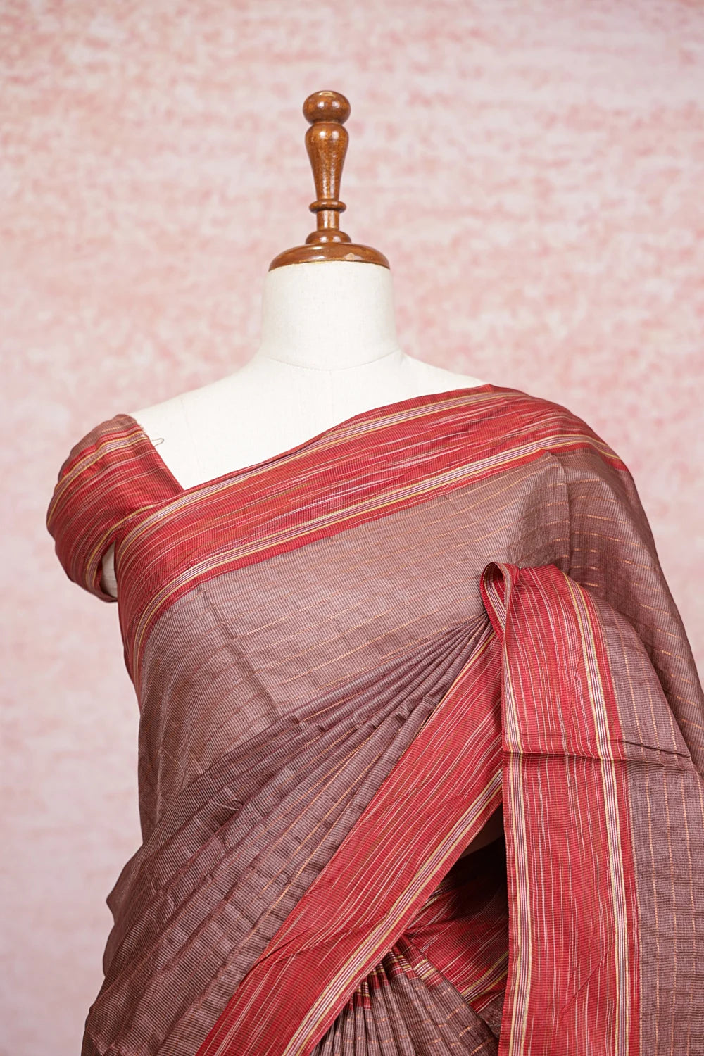 Brown Tussar Silk Saree