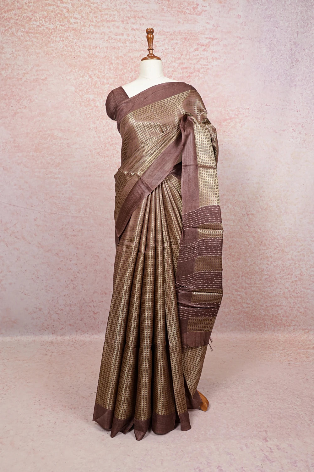 Mauve Tussar Silk Saree