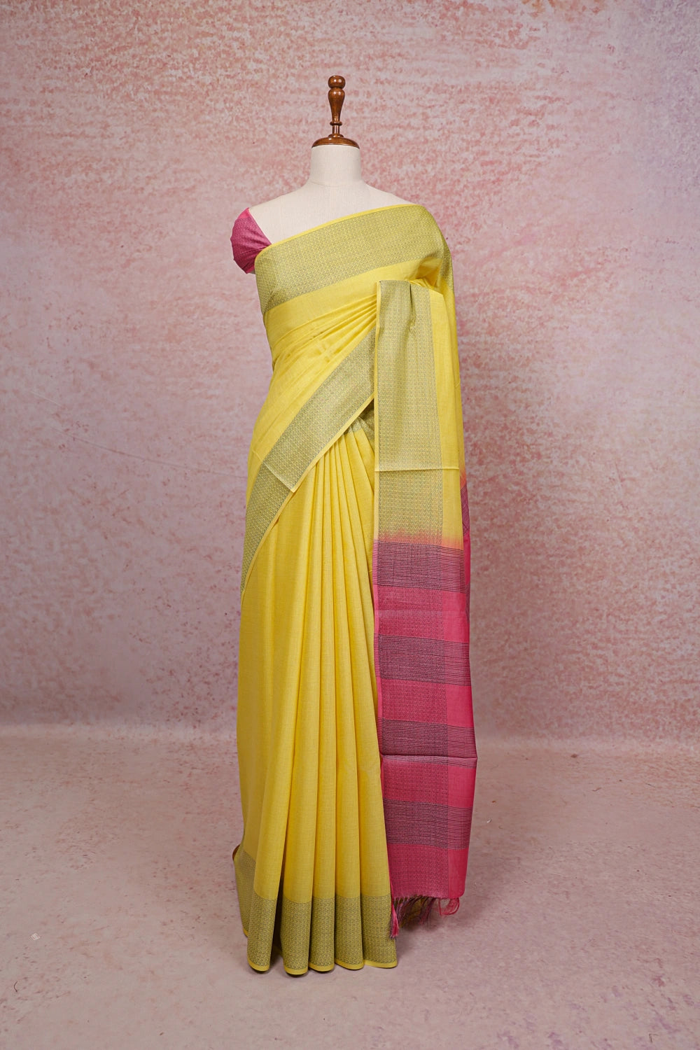 Yellow Tussar Silk Saree