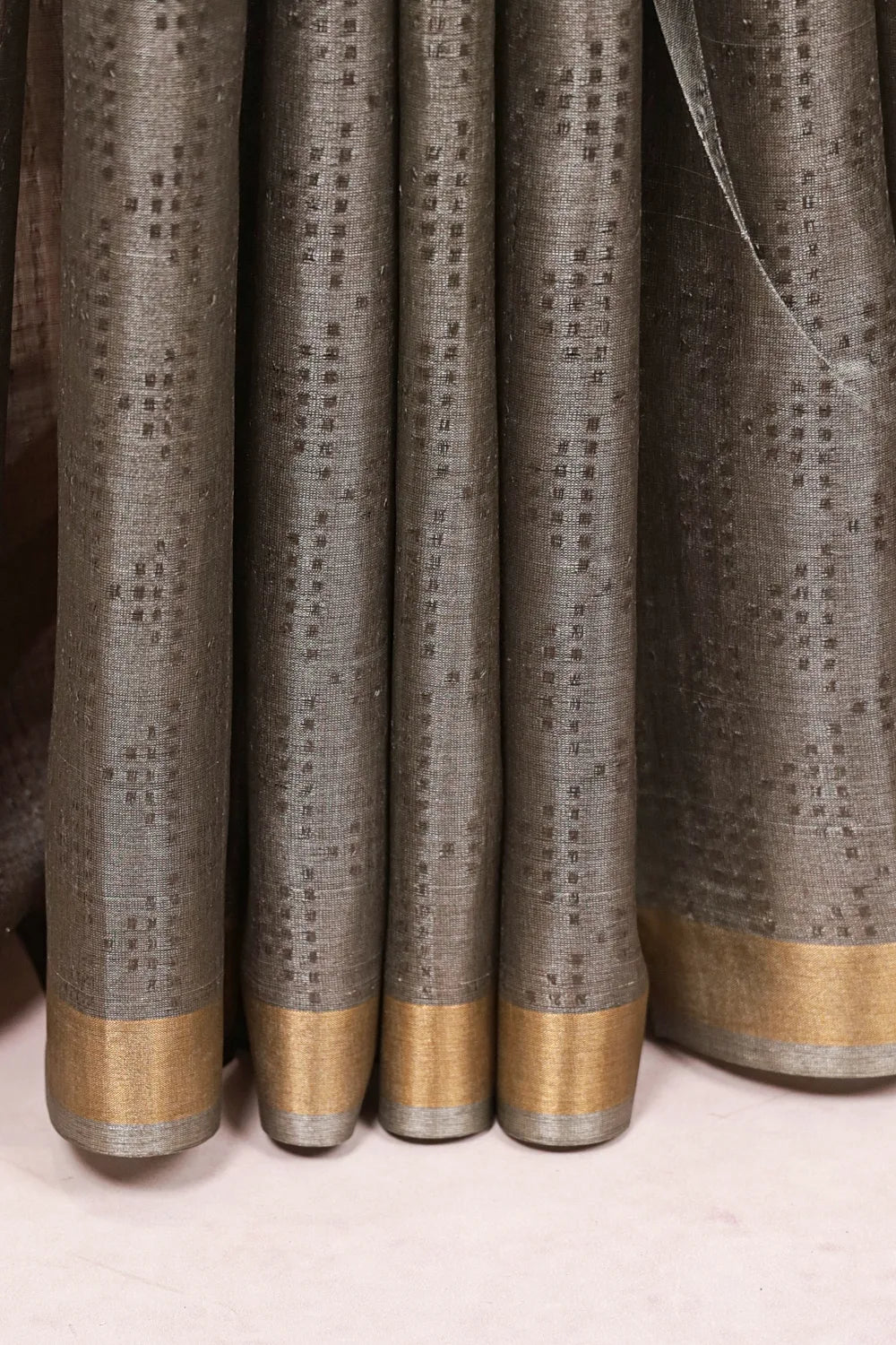 Grey Tussar Silk Saree