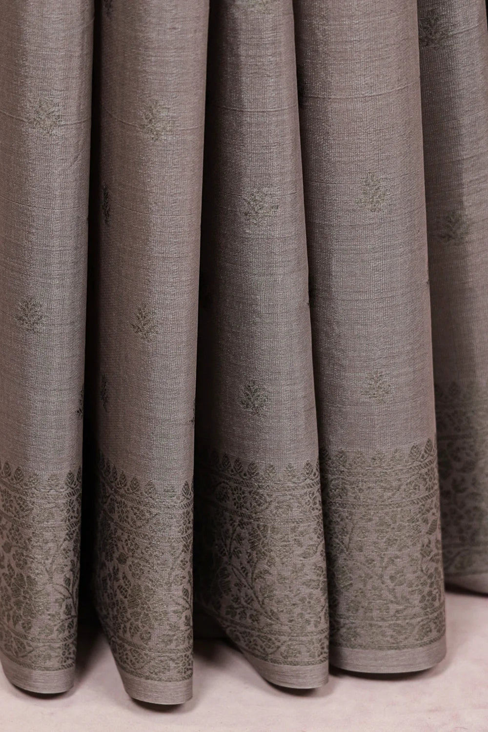 Ash Tussar Silk Saree
