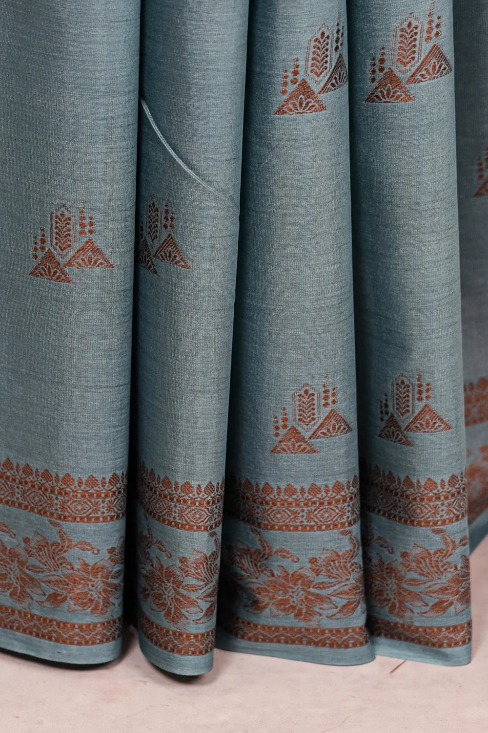 Ash Tussar Silk Saree