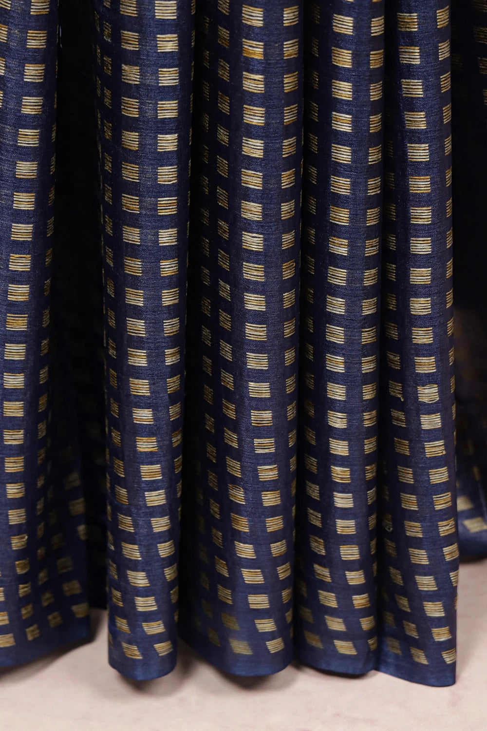 Navy Blue Tussar Silk Saree
