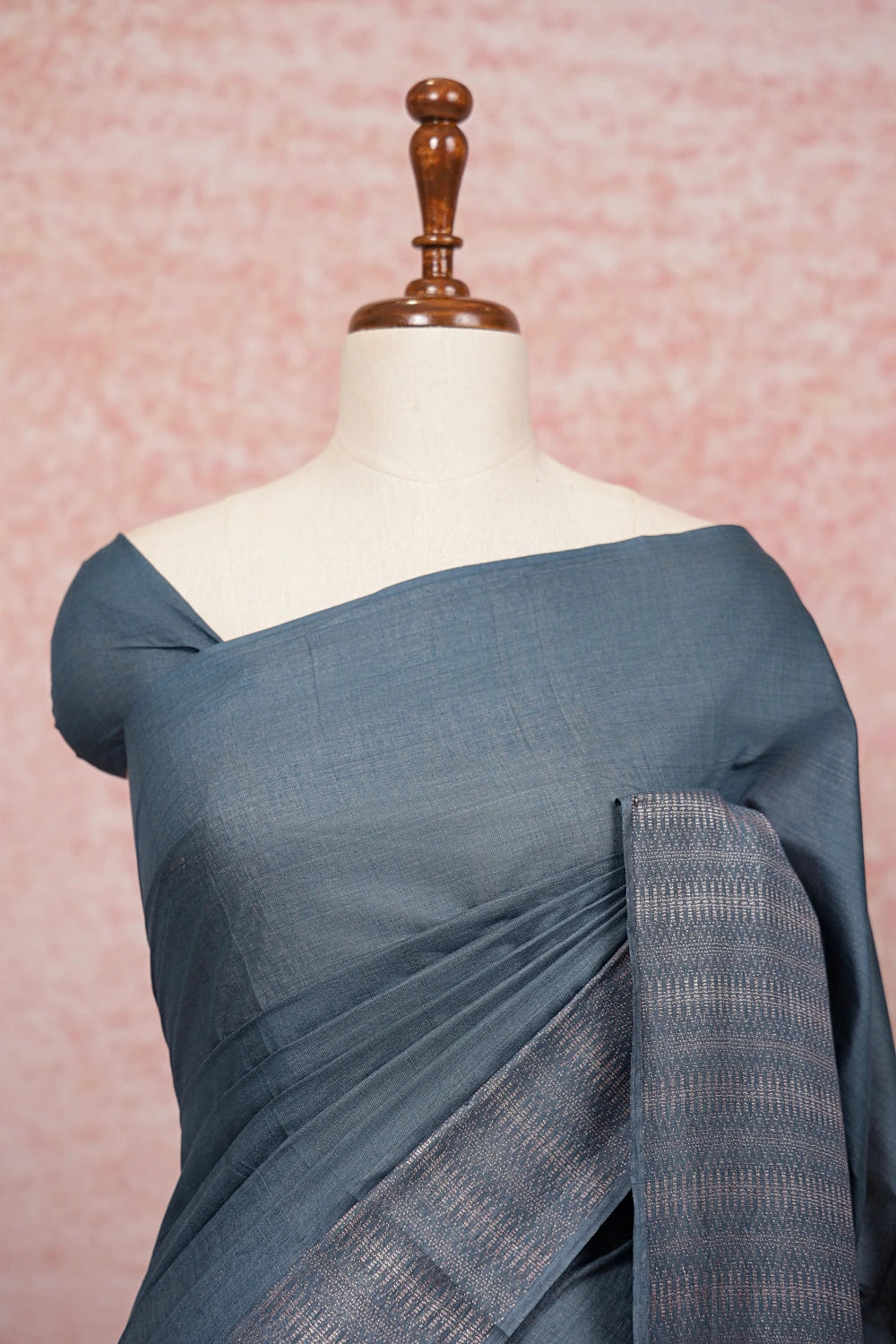 Bluish Grey Semi Tussar Saree