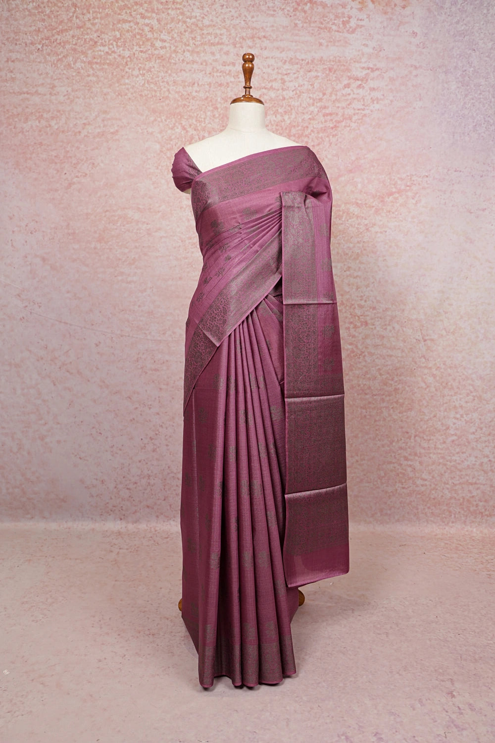 Purple Tussar Silk Saree