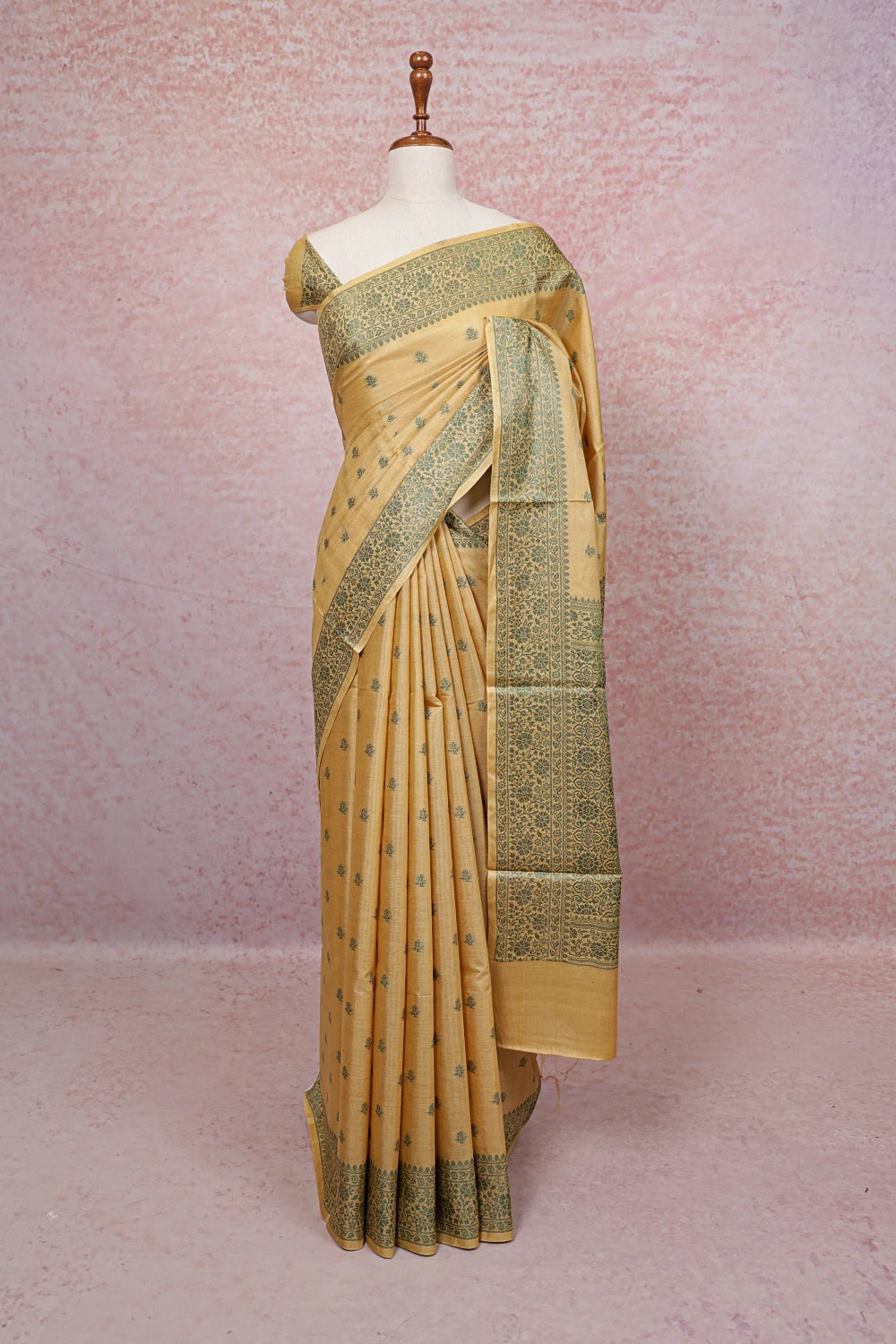 Yellow Tussar Silk Saree