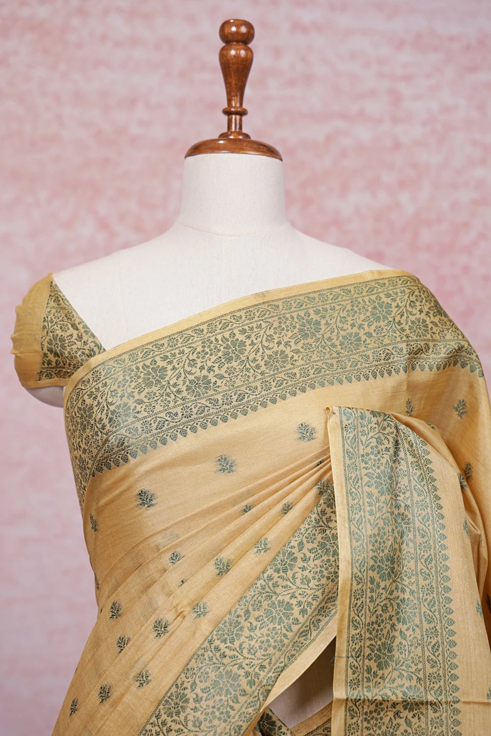 Yellow Tussar Silk Saree