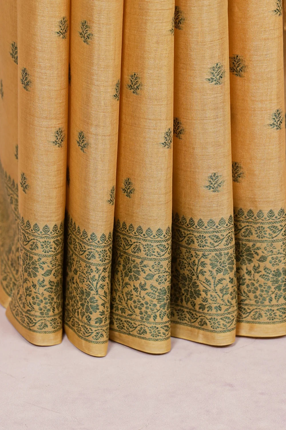 Yellow Tussar Silk Saree