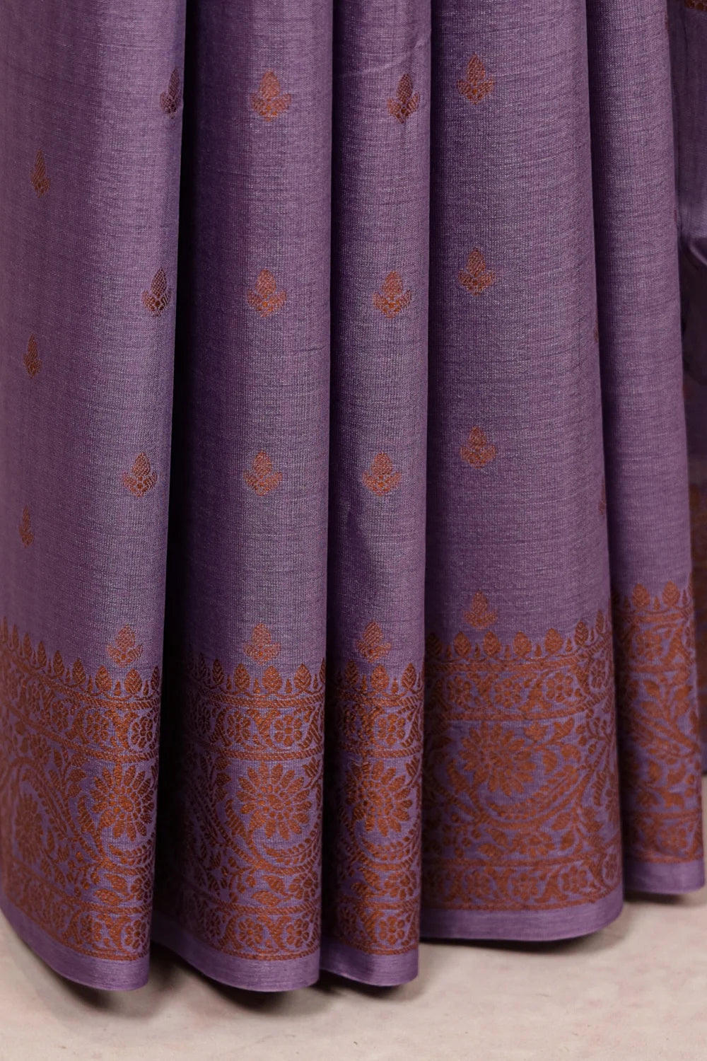 Purple Tussar Silk Saree