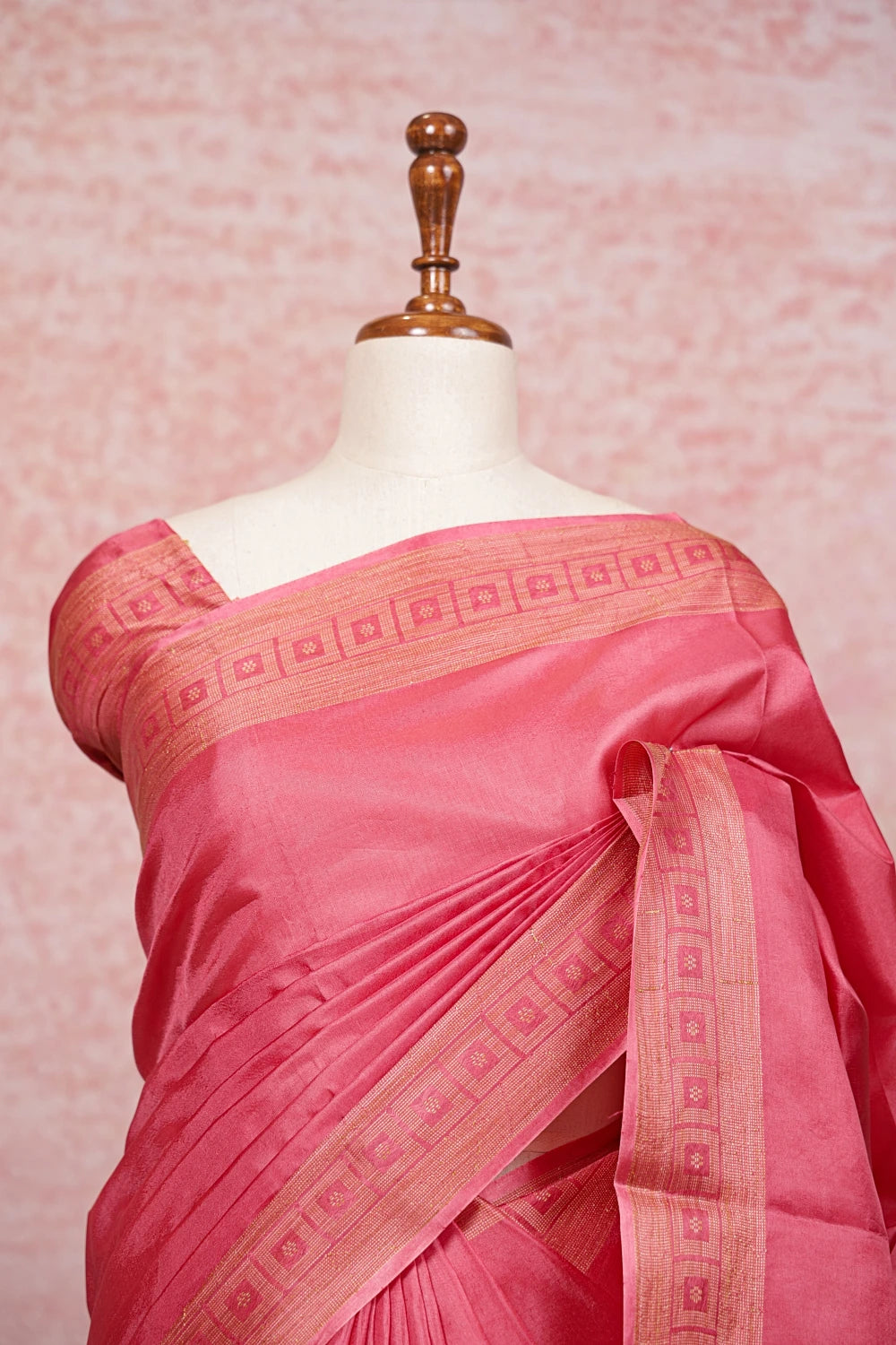 Coral Tussar Silk Saree