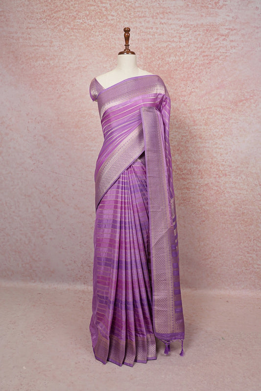 Lavender Semi Banarasi Saree