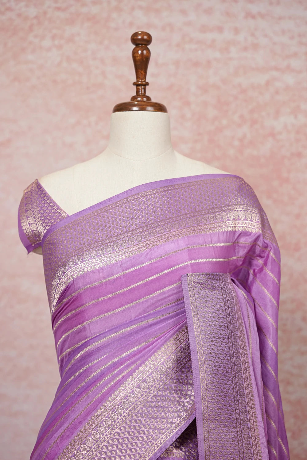 Lavender Semi Banarasi Saree