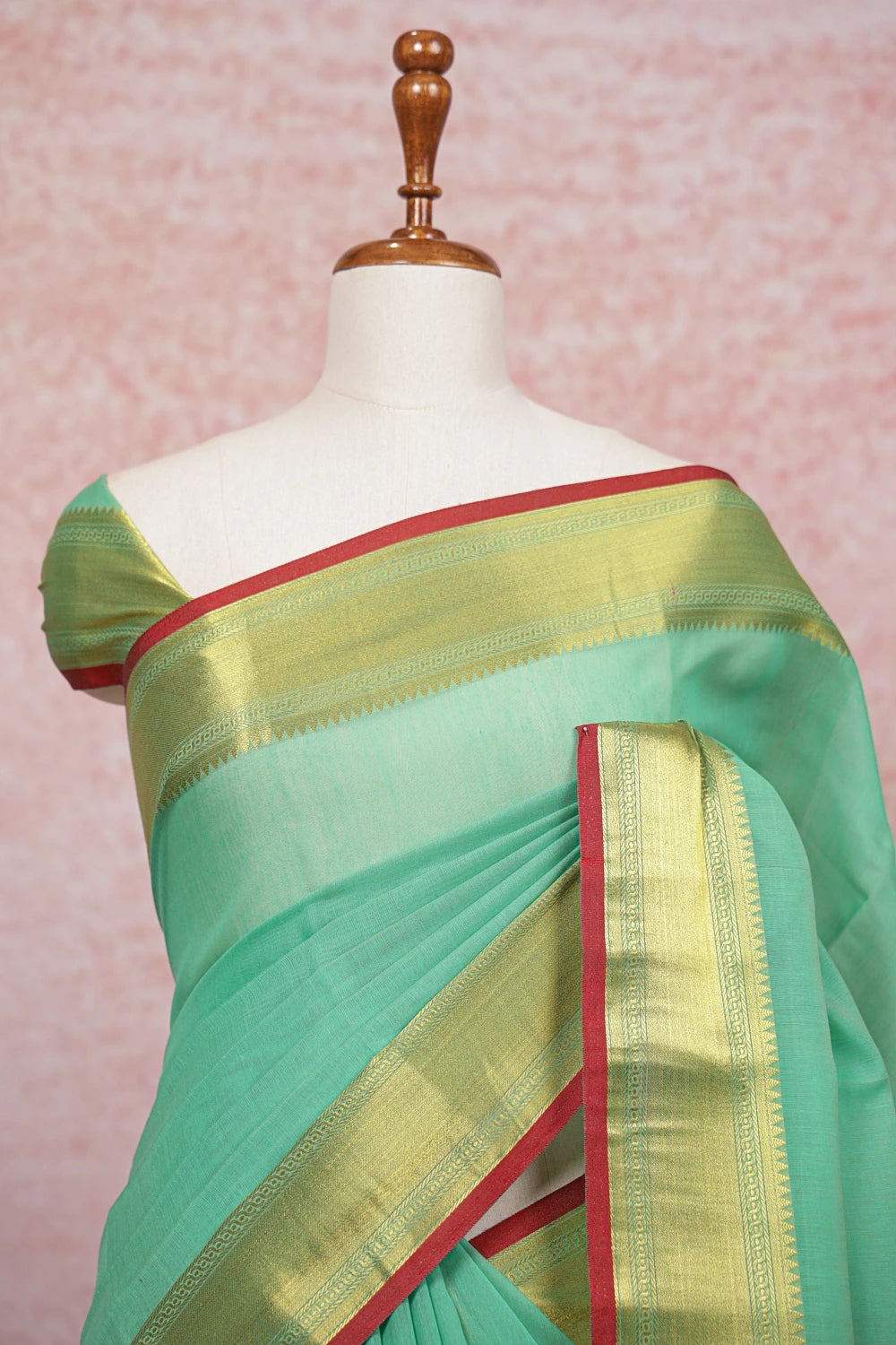 Pista Green Cotton Silk Saree