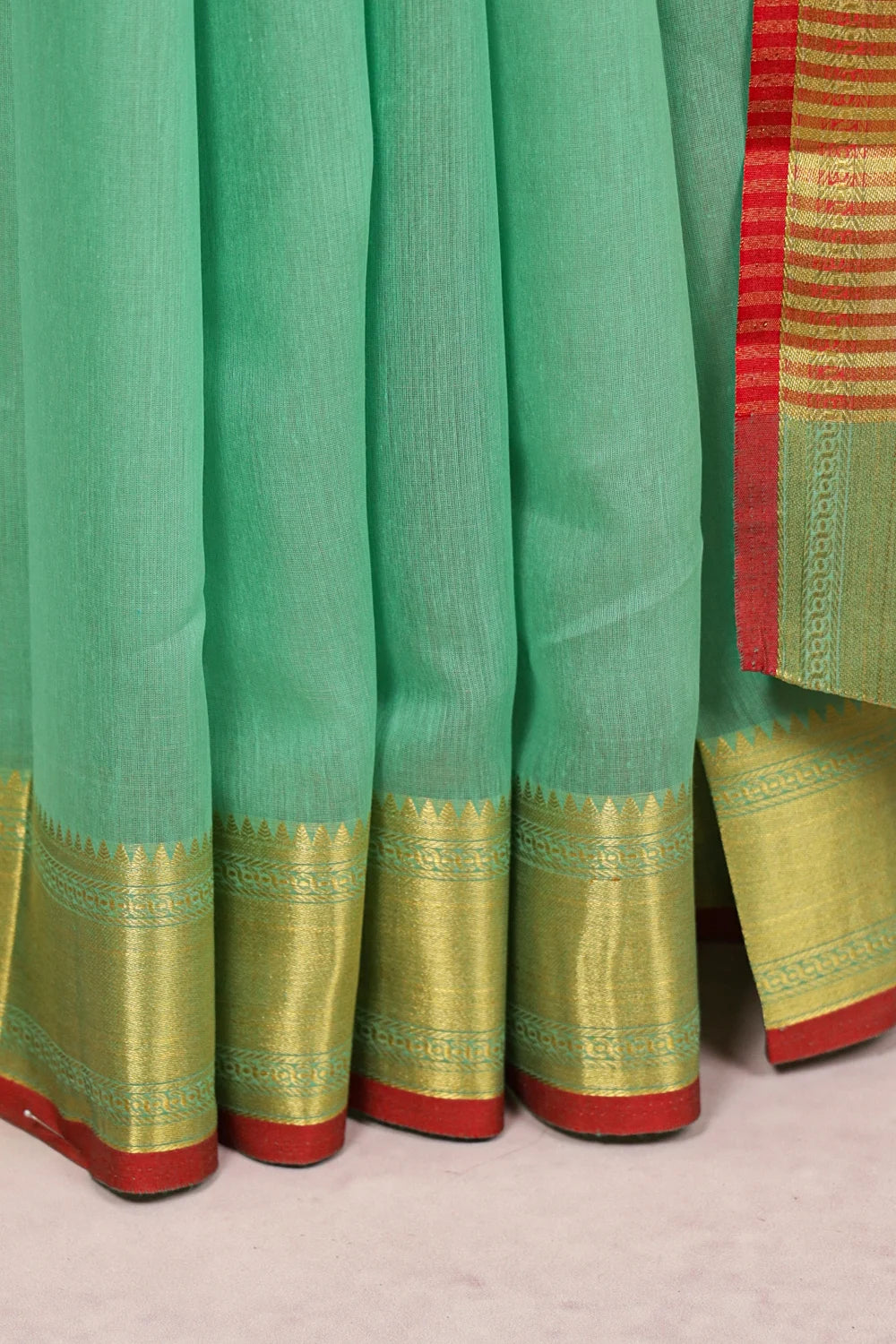 Pista Green Cotton Silk Saree