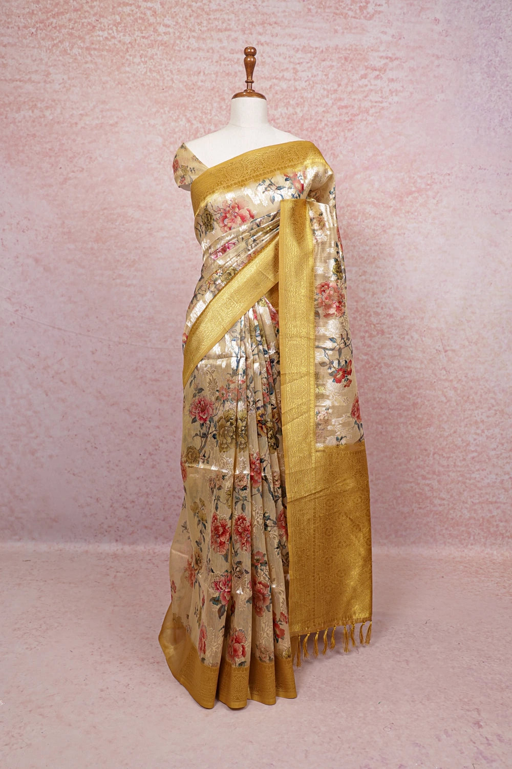 Gold Semi Tissue Saree