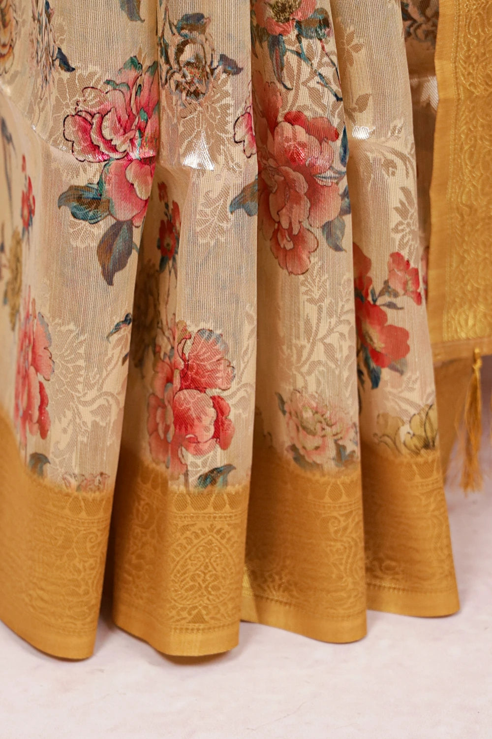 Gold Semi Tissue Saree
