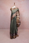 Ash Green Semi Silk Saree