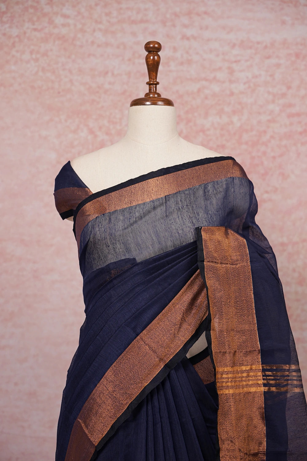 Navy Blue Cotton Silk Saree