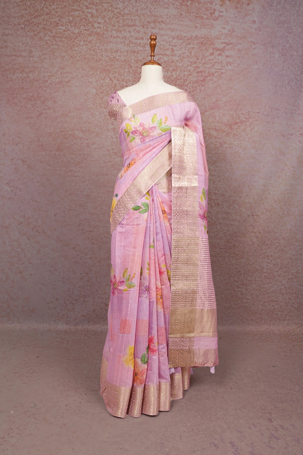 Pink Semi Chanderi Saree