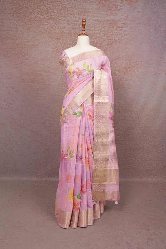 Pink Semi Chanderi Saree