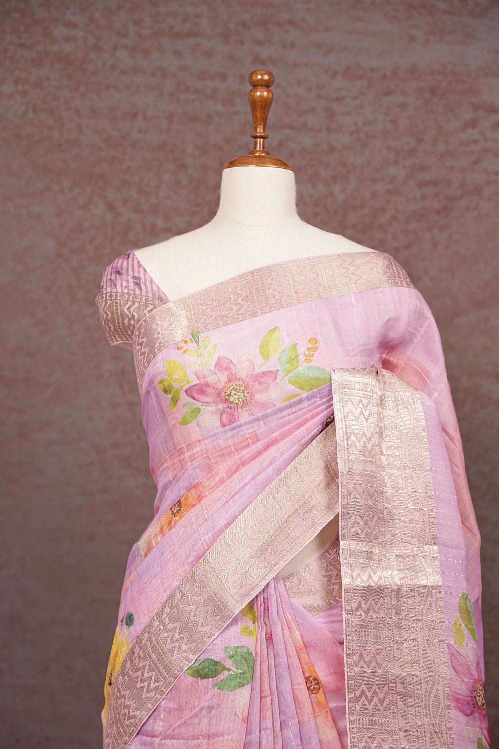 Pink Semi Chanderi Saree