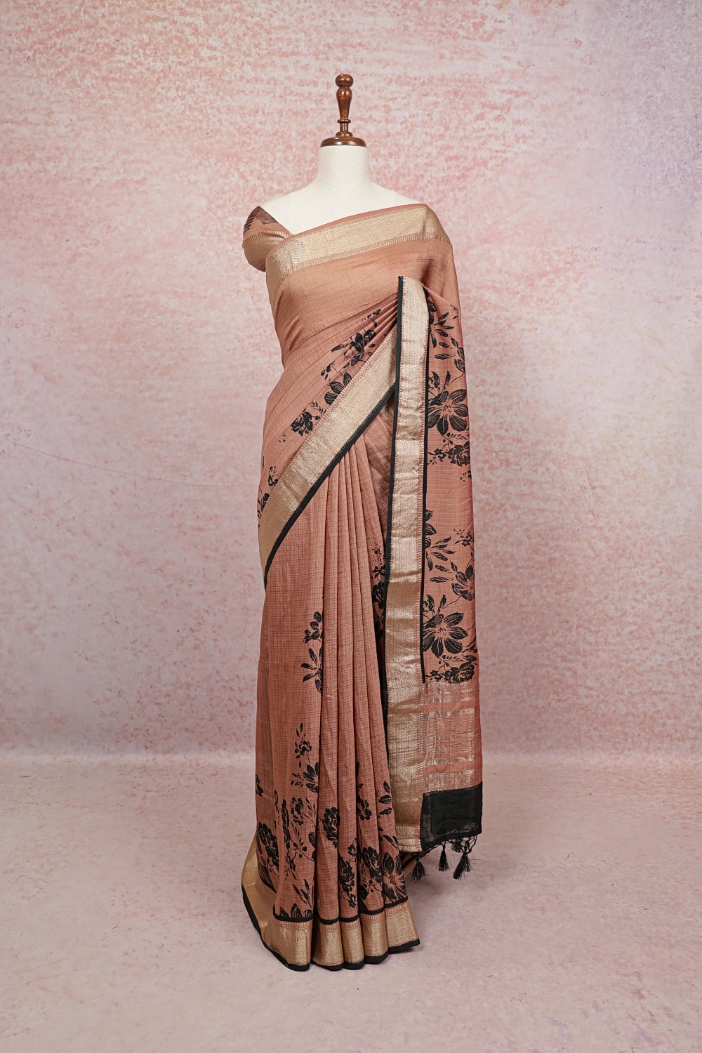 Dusty Rose Semi Tussar Saree