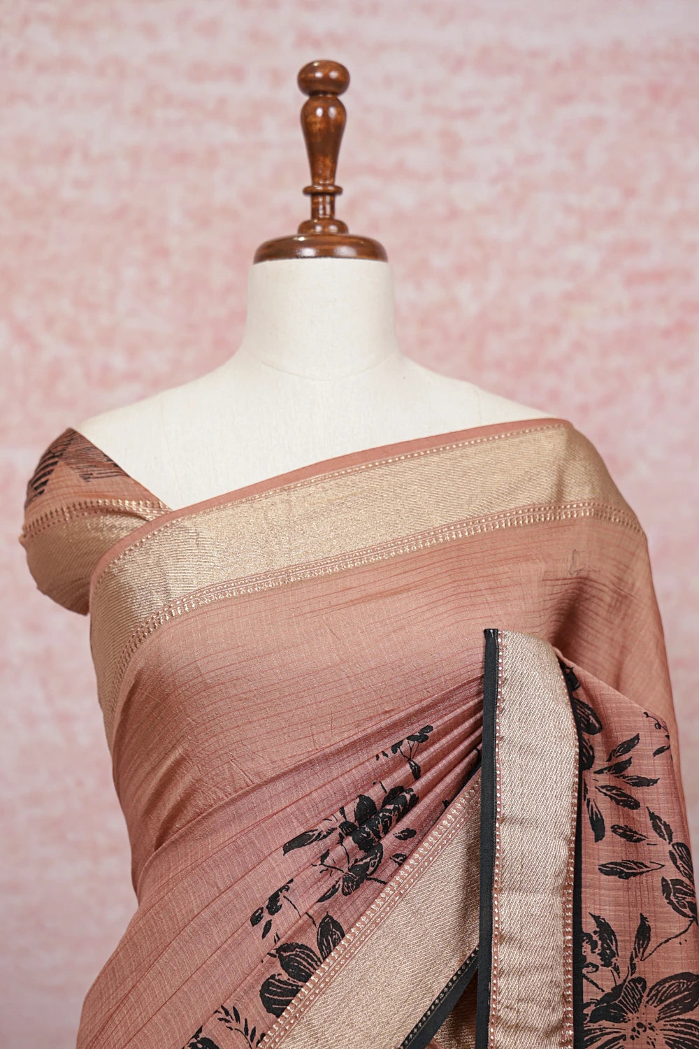 Dusty Rose Semi Tussar Saree