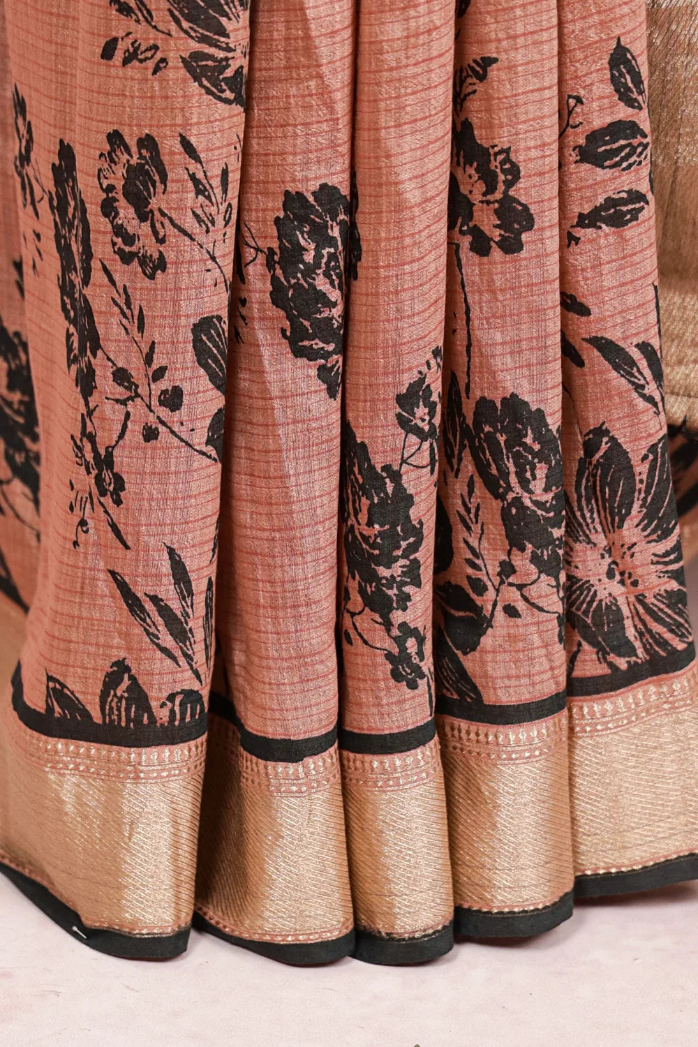 Dusty Rose Semi Tussar Saree
