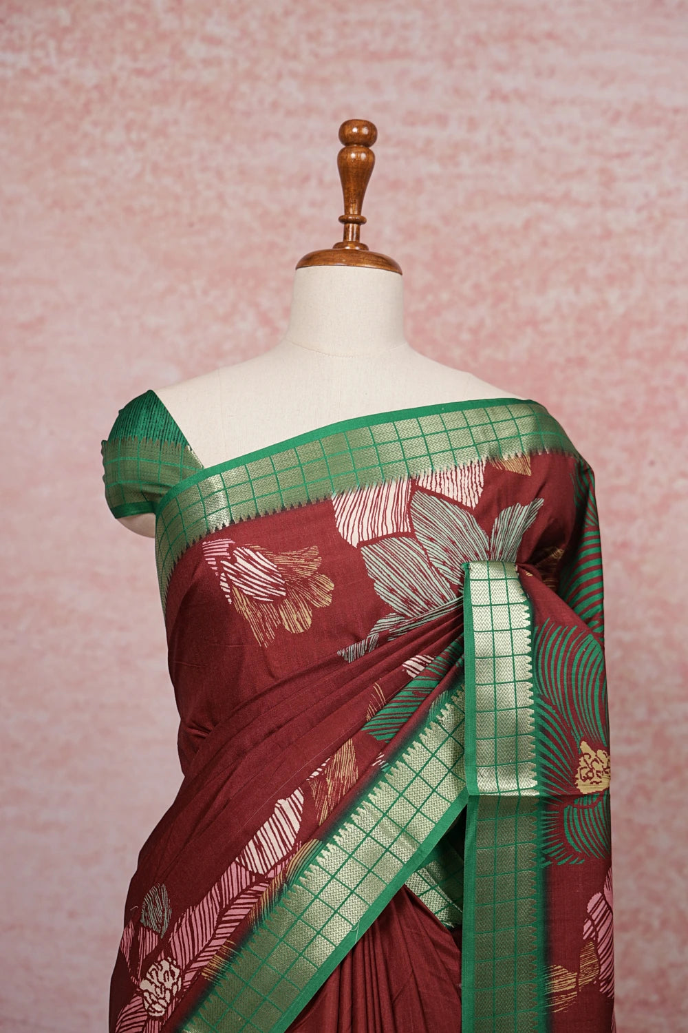 Maroon Semi Silk Saree