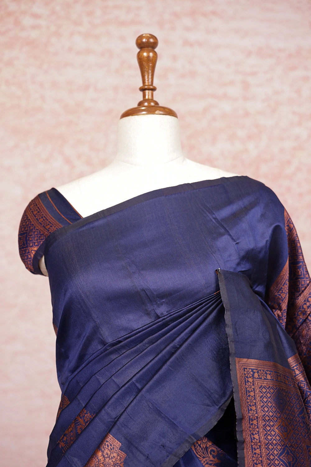 Navy Blue Semi Silk Saree