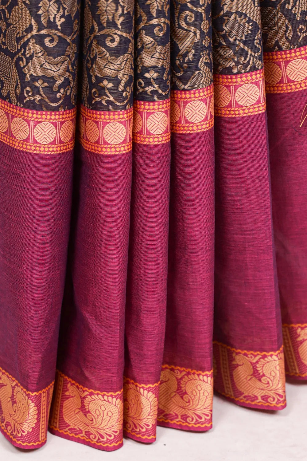 Navy Blue Cotton Saree