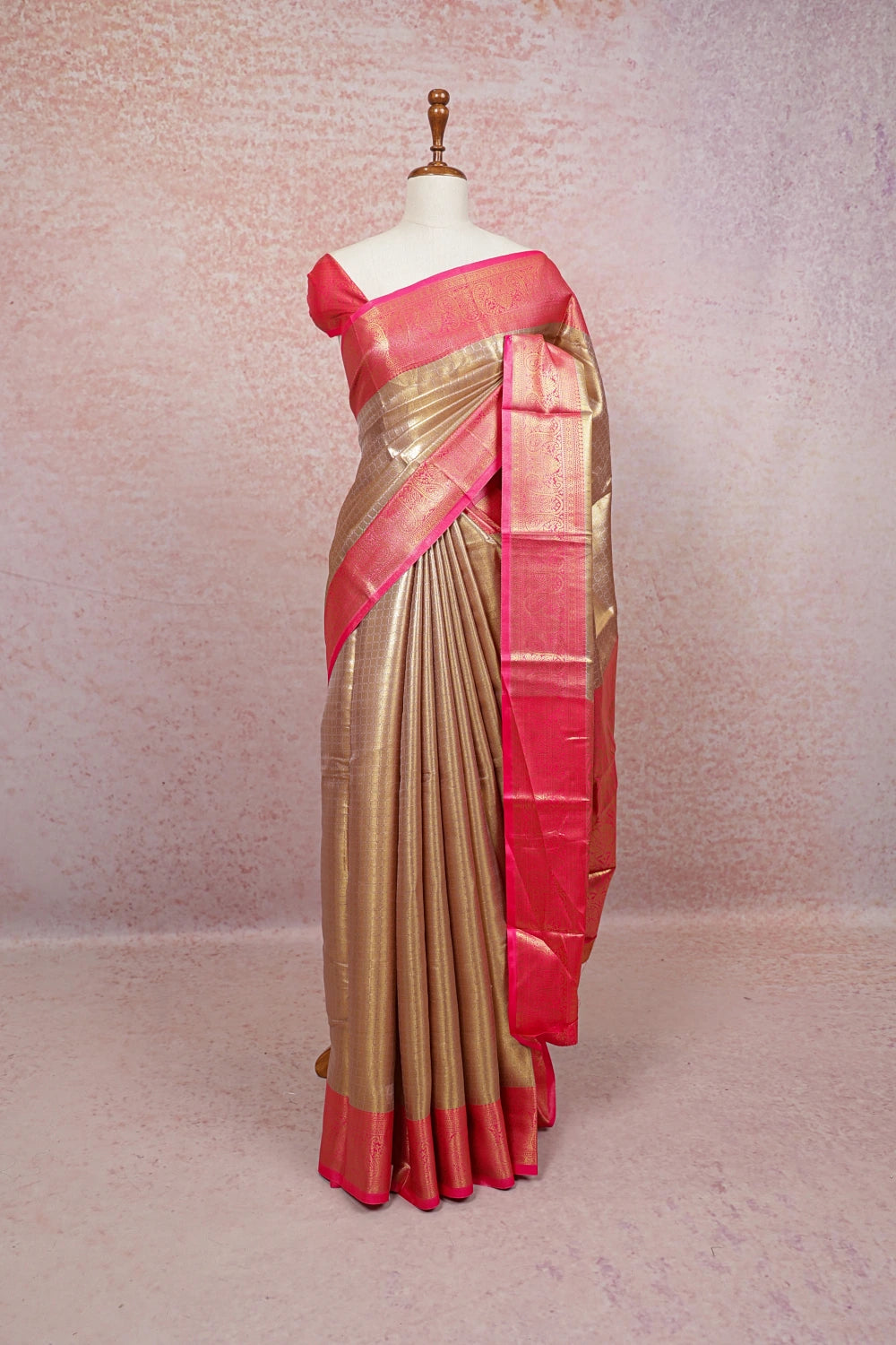 Rose Gold Semi Tissue Saree
