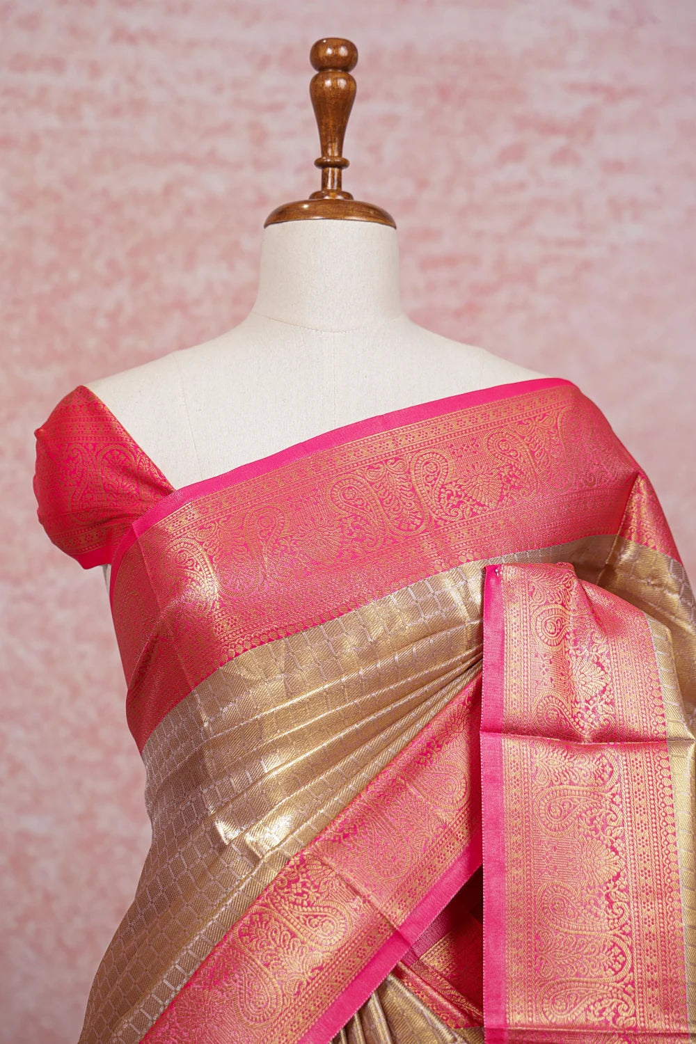 Rose Gold Semi Tissue Saree