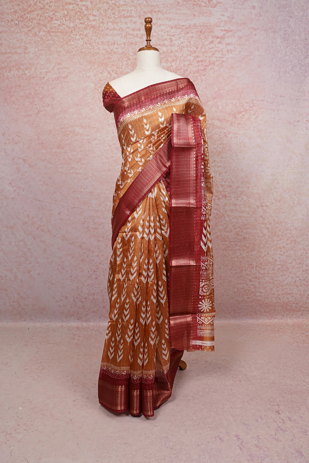 Light Brown Semi Tussar Saree