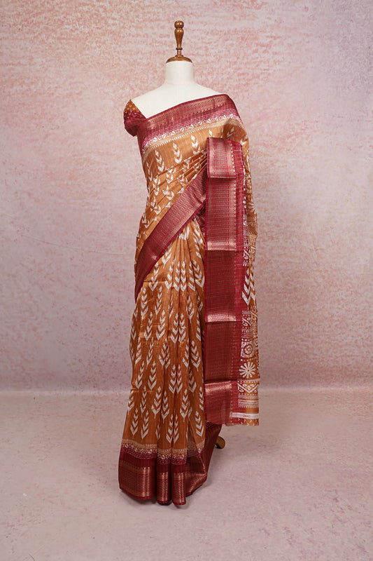 Light Brown Semi Tussar Saree