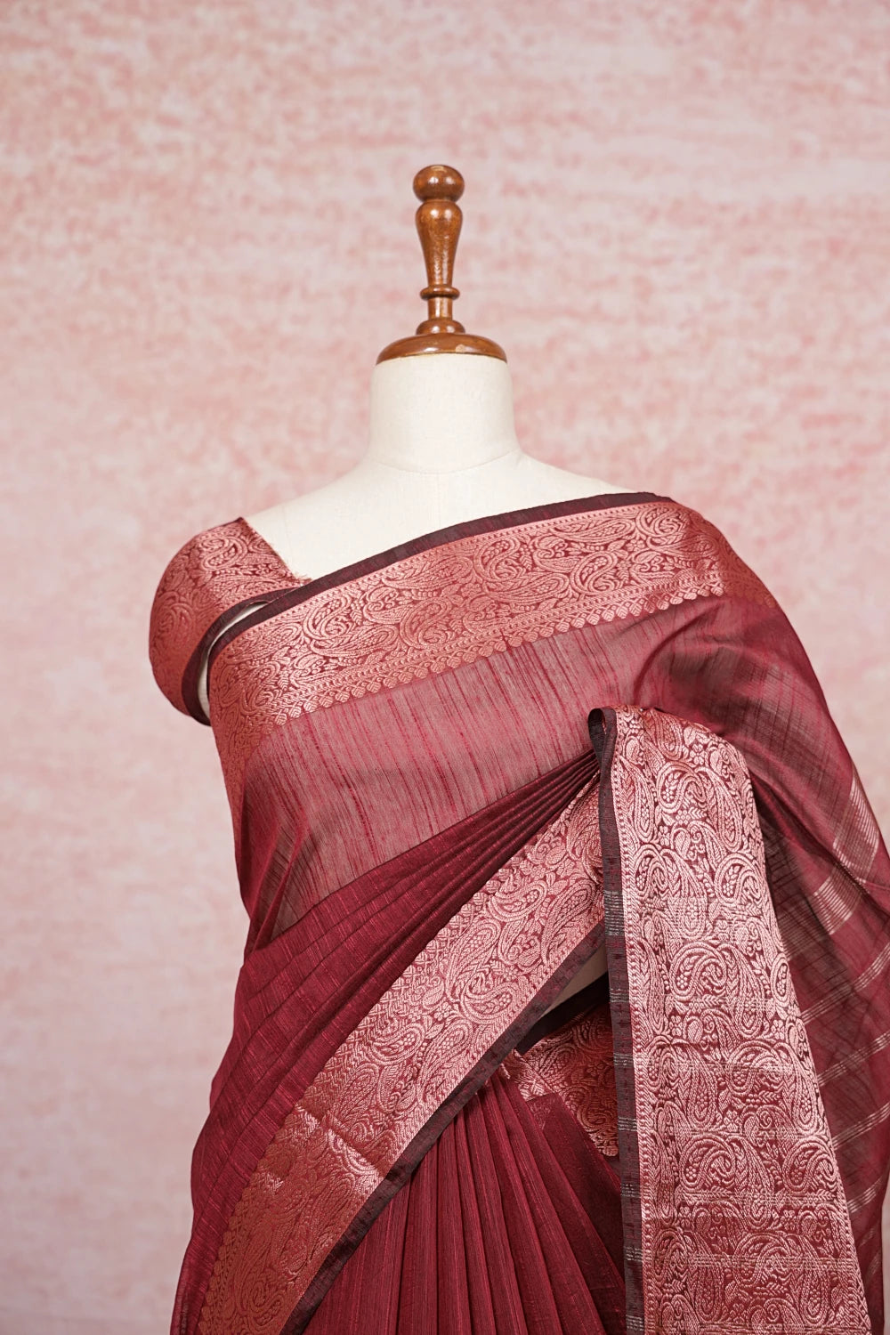 Maroon Cotton Silk Saree