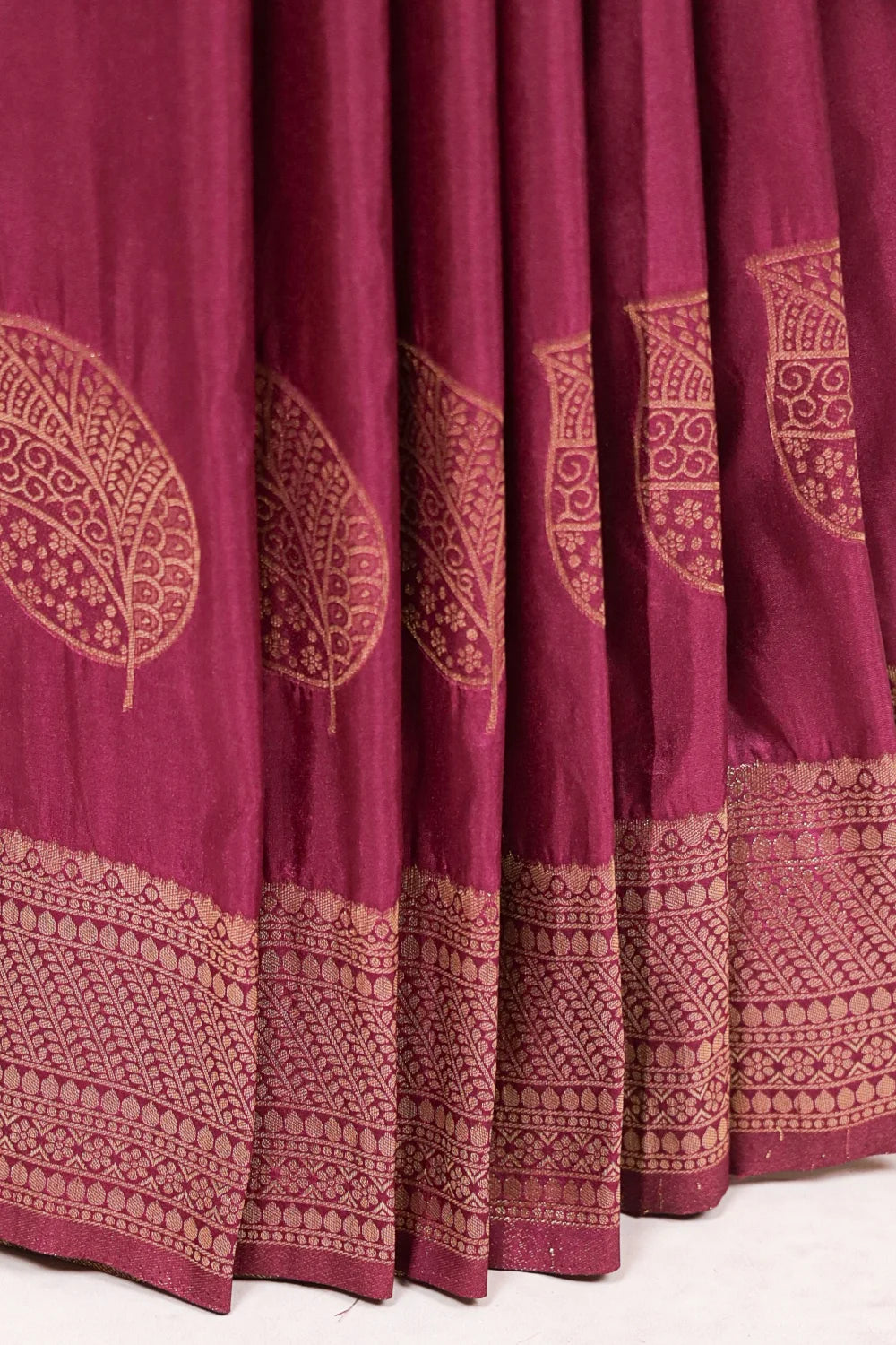 Wine Semi Banarasi Saree