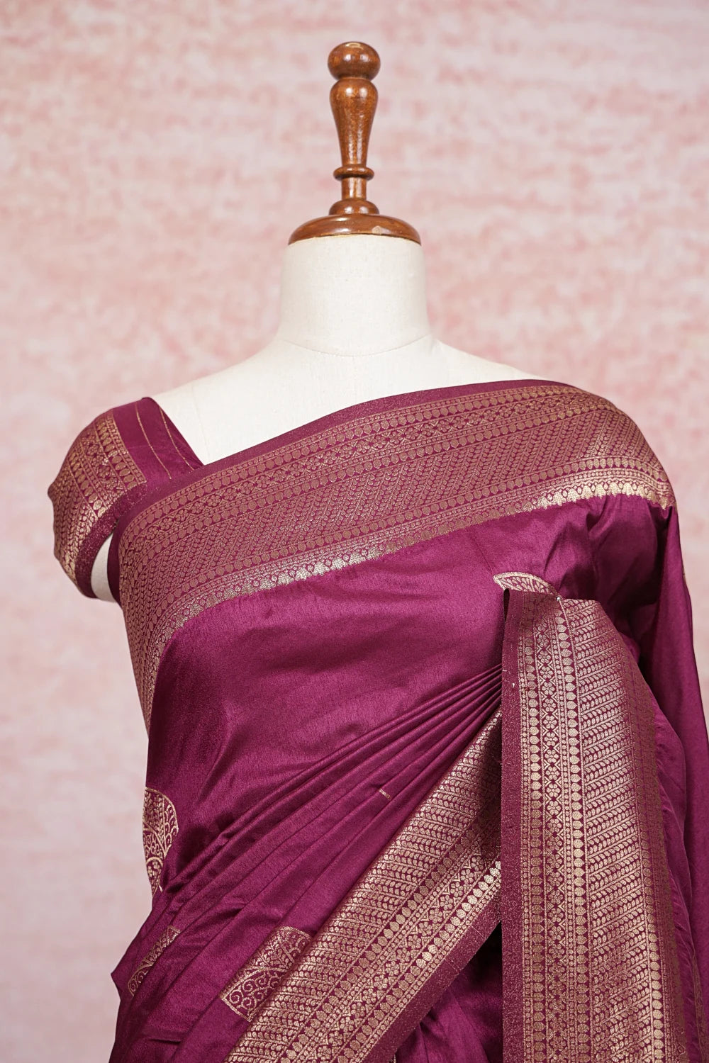 Wine Semi Banarasi Saree