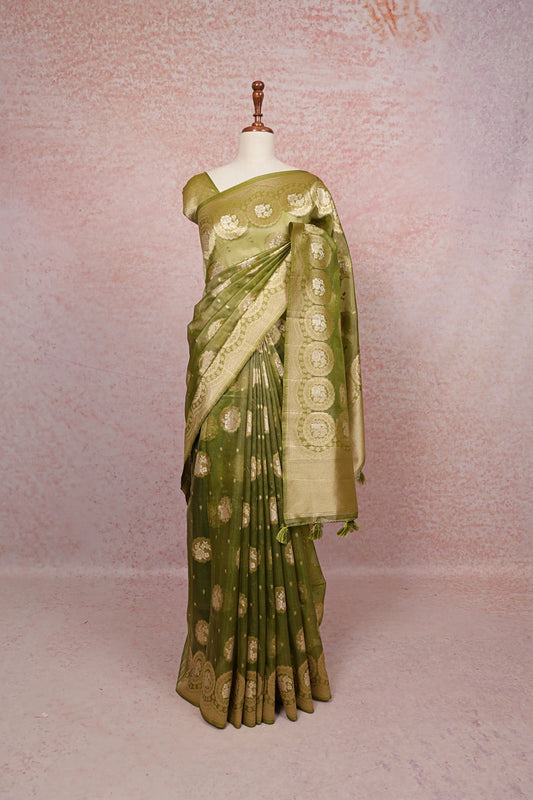 Green Semi Tissue Saree