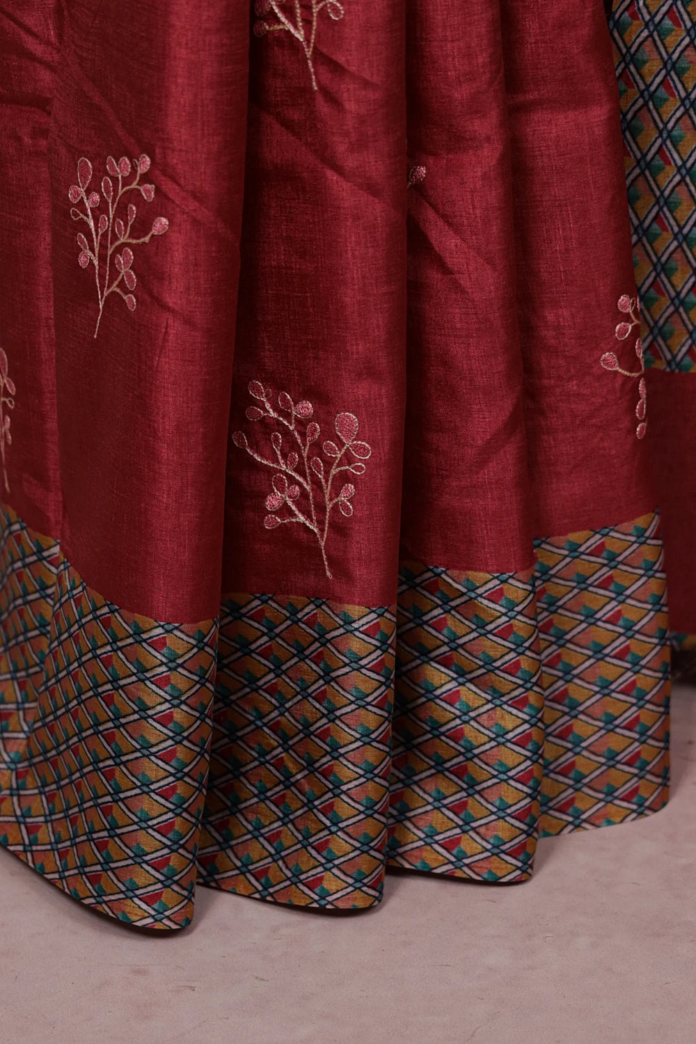Rust Semi Silk Saree
