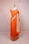 orange Semi Banarasi Saree