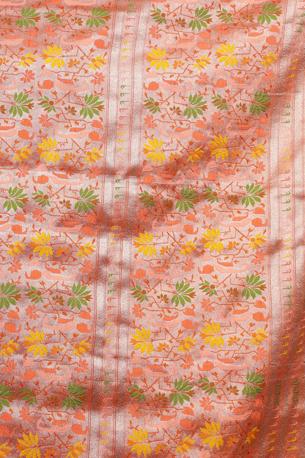 orange Semi Banarasi Saree