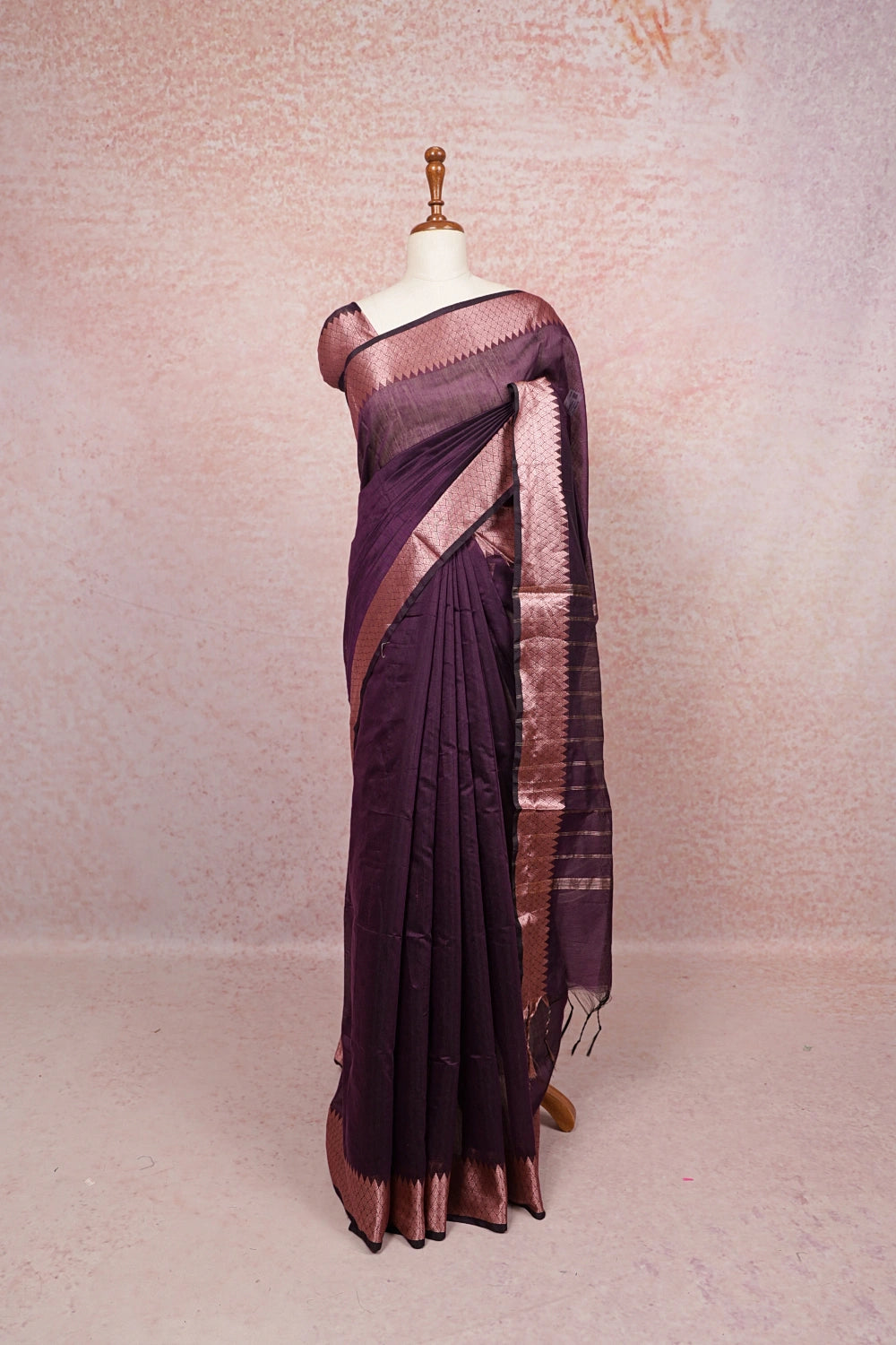 Grape Wine Cotton Silk Saree