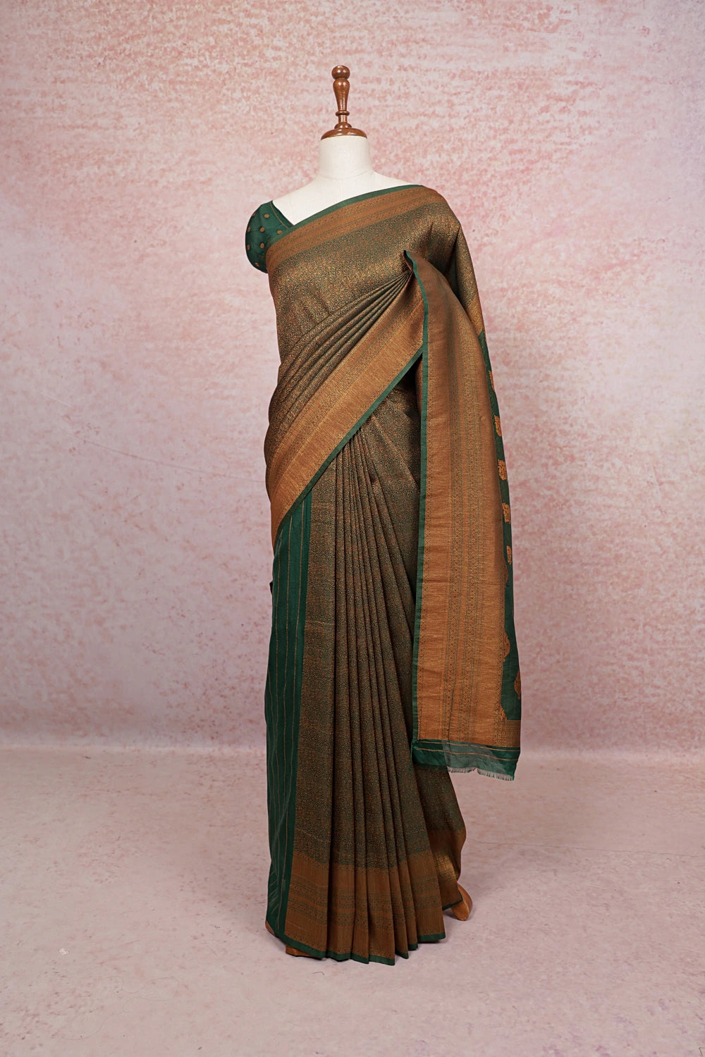 Green Semi Banarasi Saree