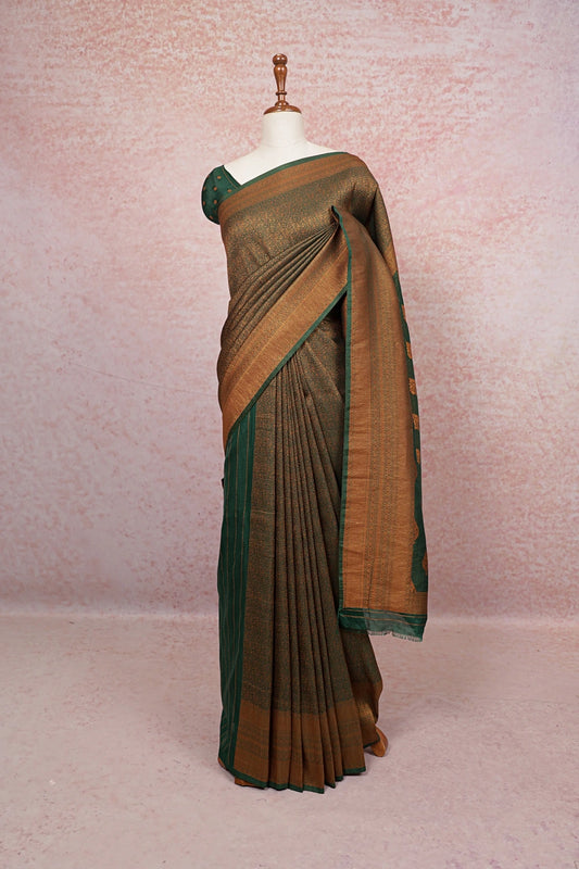 Green Semi Banarasi Saree