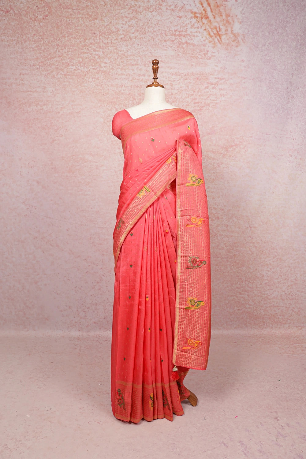 Peach Semi Banarasi Saree