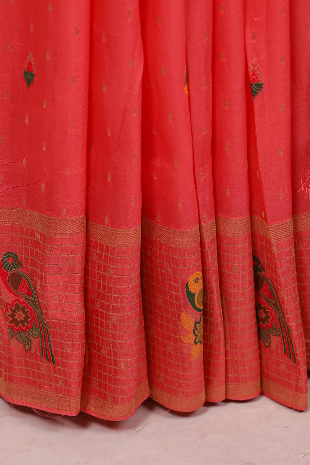 Peach Semi Banarasi Saree