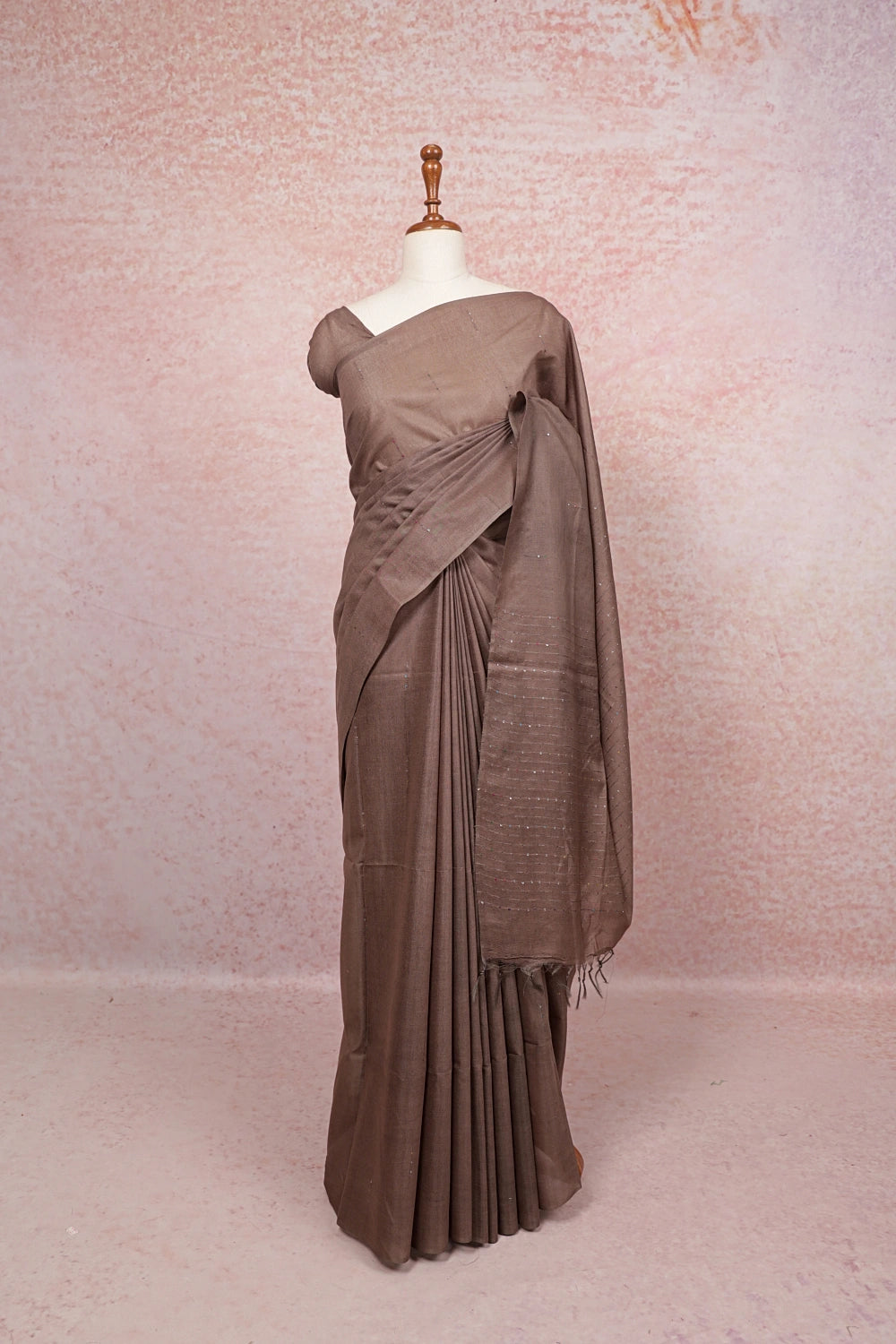 Taupe Semi Tussar Saree