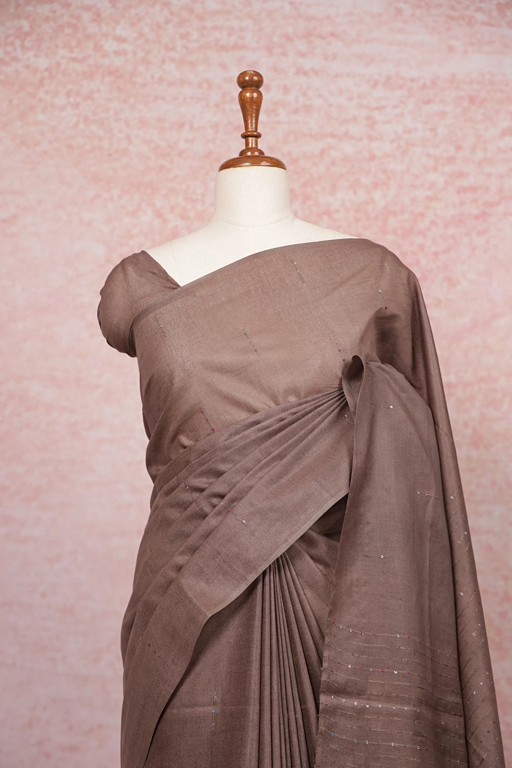 Taupe Semi Tussar Saree